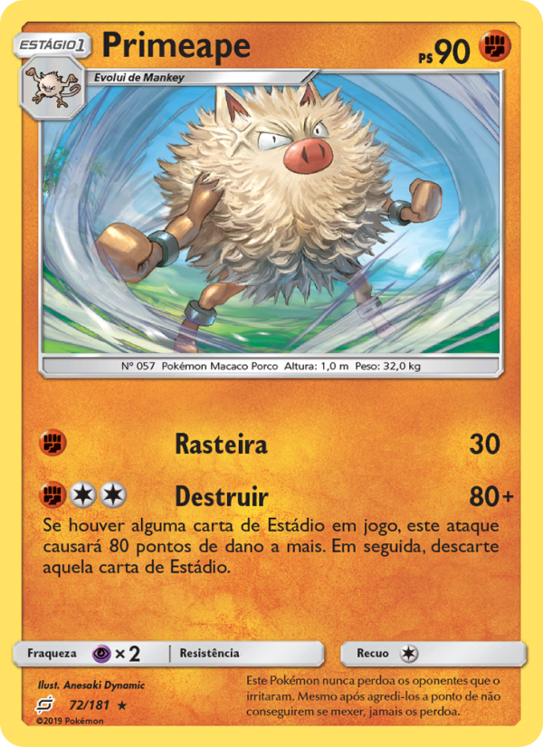 Primeape 72 — União de Aliados (Portuguese Pokémon TCG card)