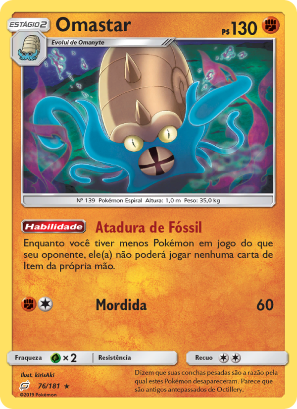 Omastar 76 — União de Aliados (Portuguese Pokémon TCG card)
