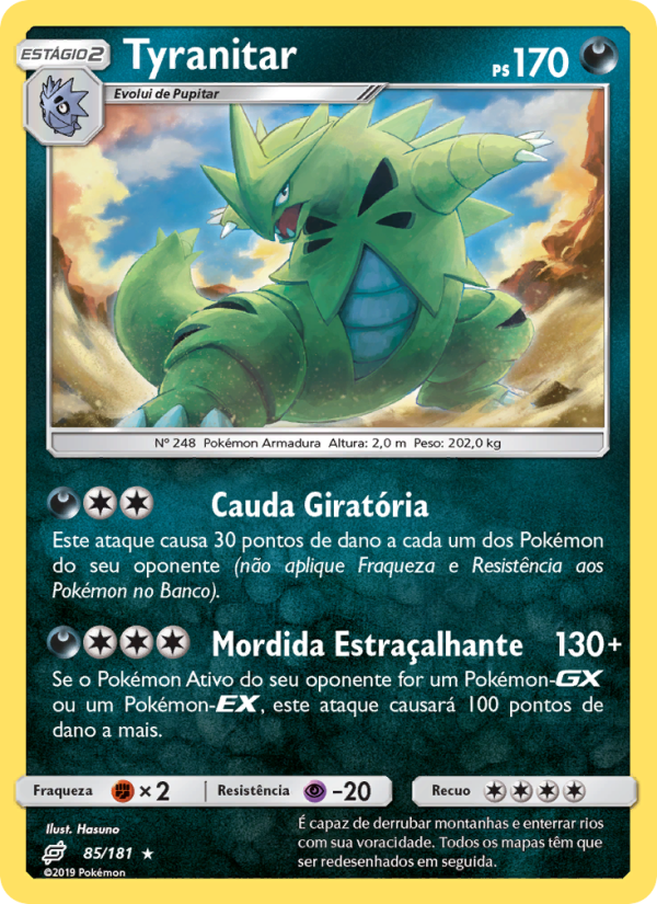 Tyranitar 85 — União de Aliados (Portuguese Pokémon TCG card)