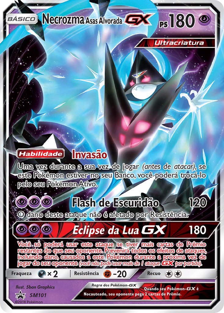Necrozma Asas Alvorada GX SM101 — Sun & Moon Promos (Portuguese Pokémon TCG card)