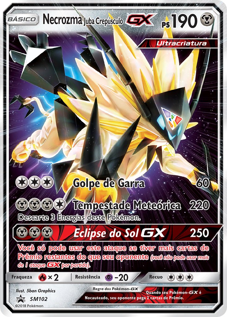 Necrozma Juba Crepúsculo GX SM102 — Sun & Moon Promos (Portuguese Pokémon TCG card)