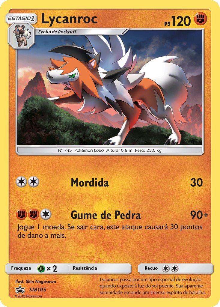Lycanroc SM105 — Sun & Moon Promos (Portuguese Pokémon TCG card)