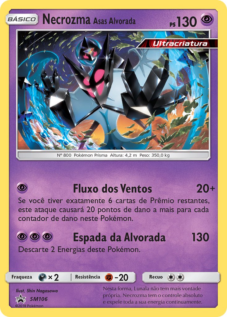 Necrozma Asas Alvorada SM106 — Sun & Moon Promos (Portuguese Pokémon TCG card)