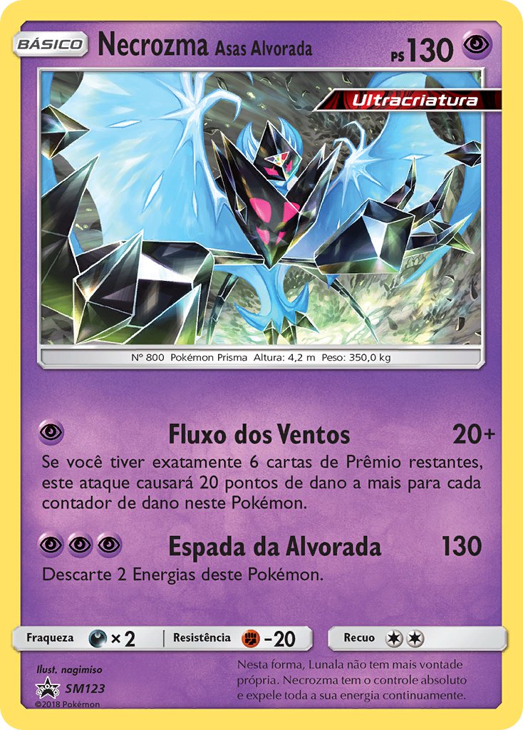 Necrozma Asas Alvorada SM123 — Sun & Moon Promos (Portuguese Pokémon TCG card)