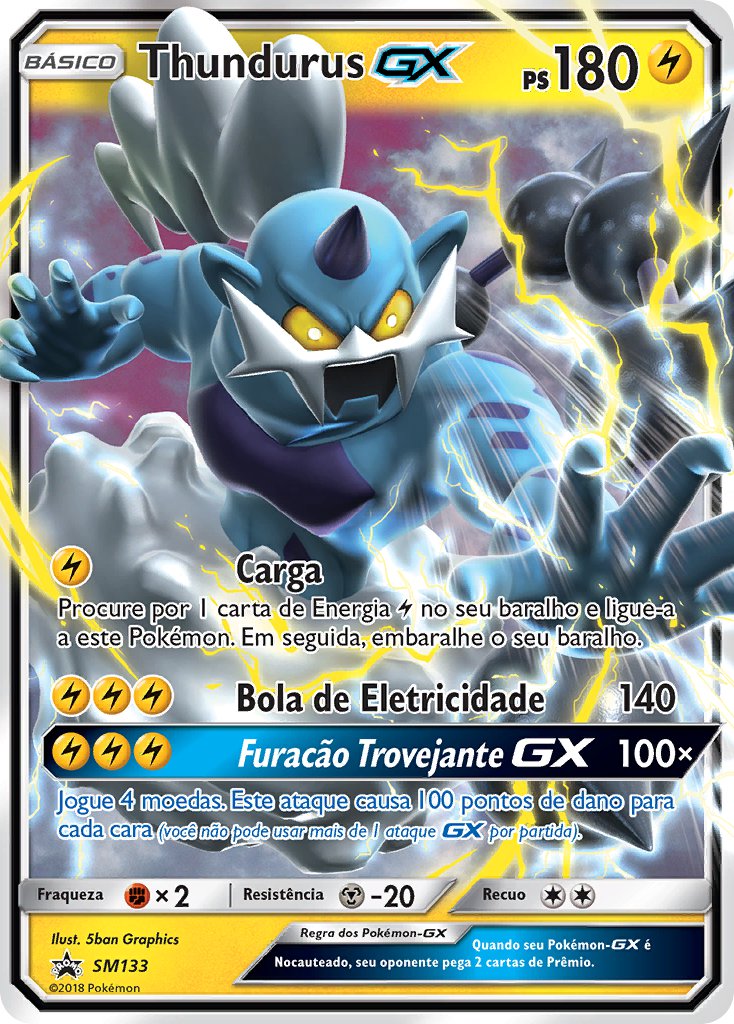 Thundurus GX SM133 — Sun & Moon Promos (Portuguese Pokémon TCG card)