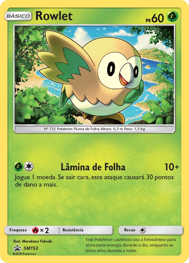Rowlet SM153 — Sun & Moon Promos (Portuguese Pokémon TCG card)