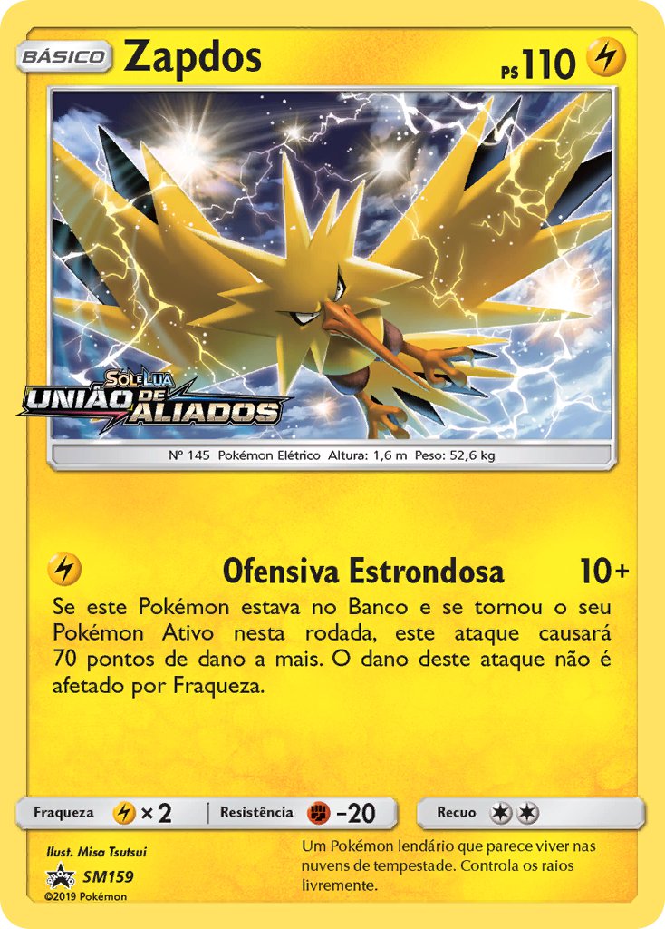 Zapdos SM159 — Sun & Moon Promos (Portuguese Pokémon TCG card)