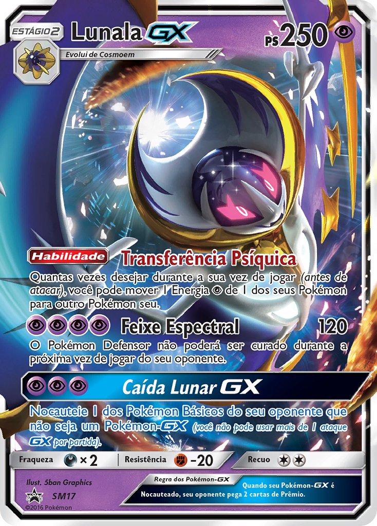 Lunala GX SM17 — Sun & Moon Promos (Portuguese Pokémon TCG card)