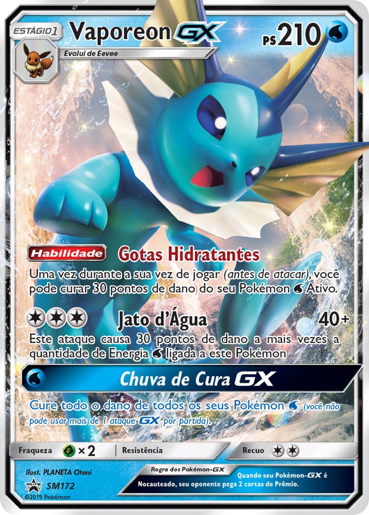 Vaporeon GX SM172 — Sun & Moon Promos (Portuguese Pokémon TCG card)