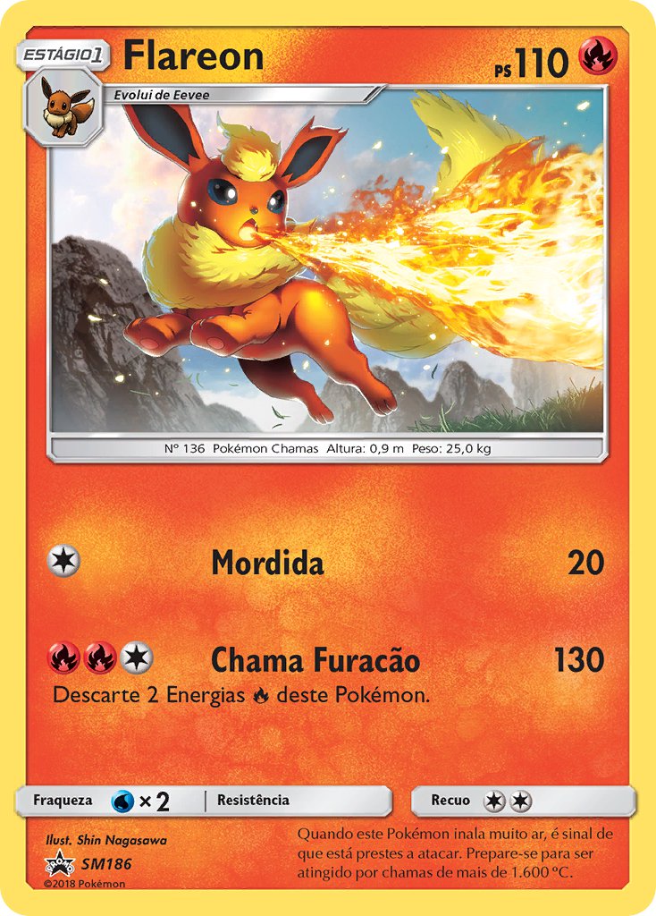 Flareon SM186 — Sun & Moon Promos (Portuguese Pokémon TCG card)