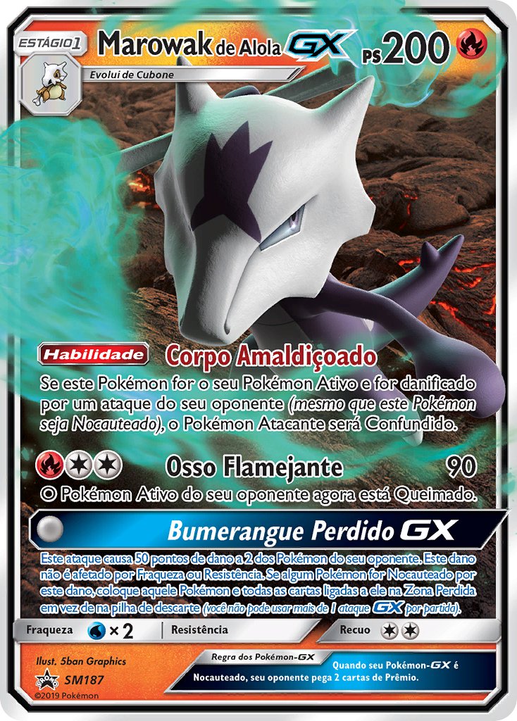 Marowak de Alola GX SM187 — Sun & Moon Promos (Portuguese Pokémon TCG card)