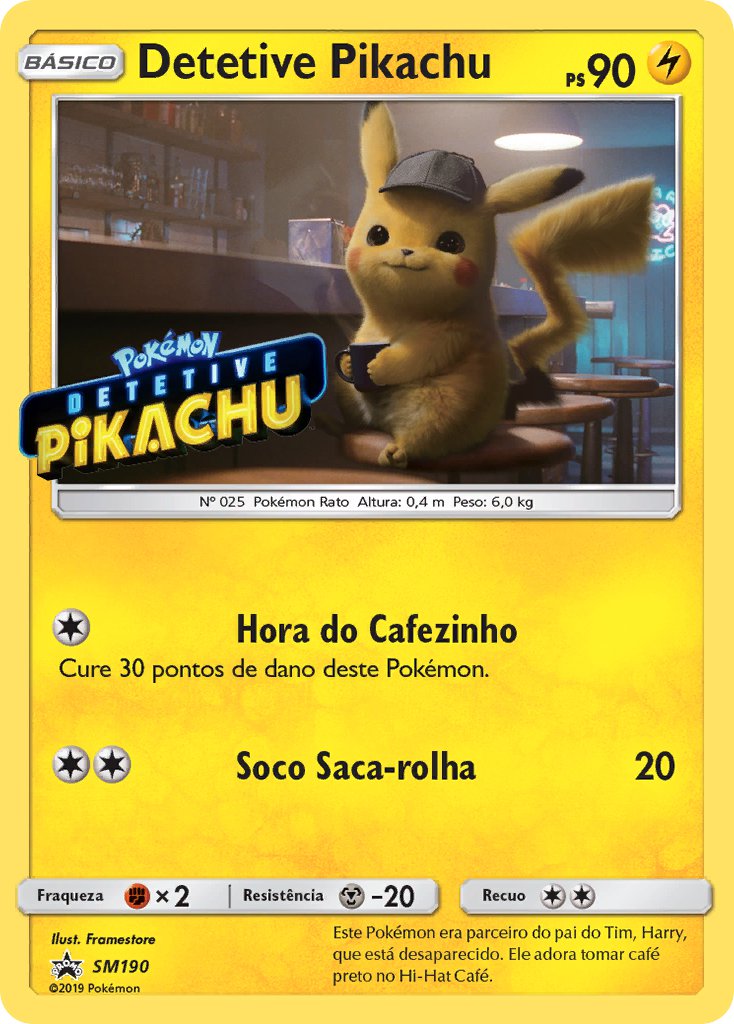 Detective Pikachu SM190 — Sun & Moon Promos (Portuguese Pokémon TCG card)