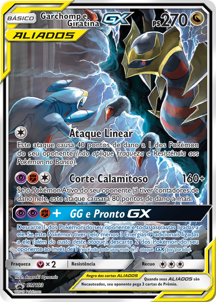 Garchomp e Giratina GX SM193 — Sun & Moon Promos (Portuguese Pokémon TCG card)
