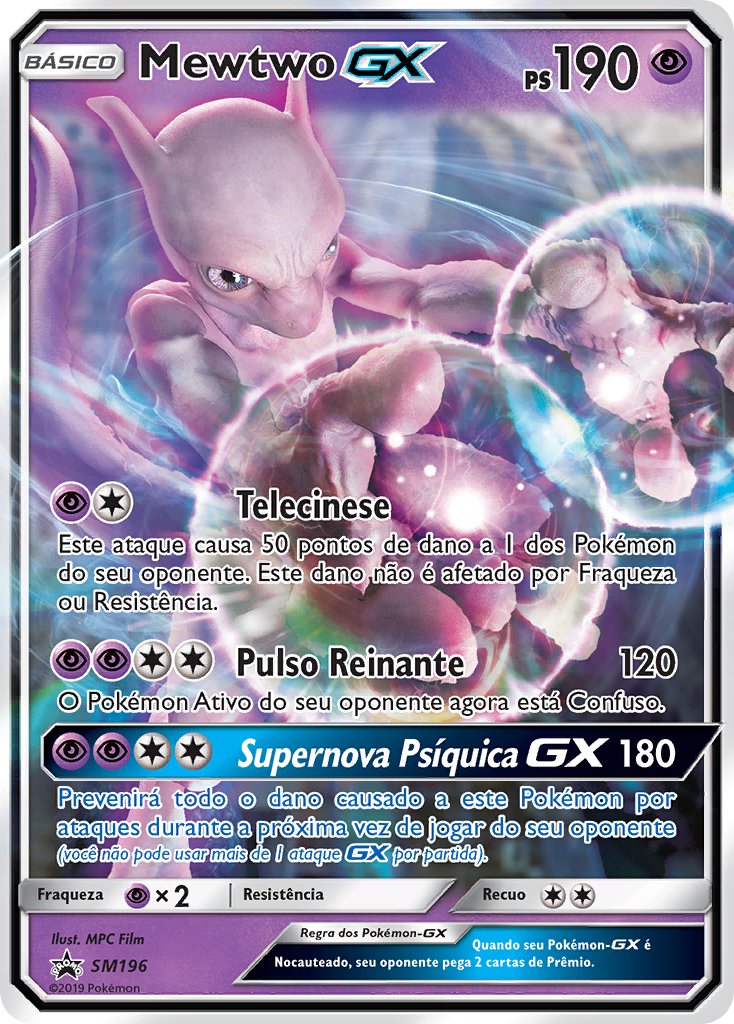 Mewtwo GX SM196 — Sun & Moon Promos (Portuguese Pokémon TCG card)