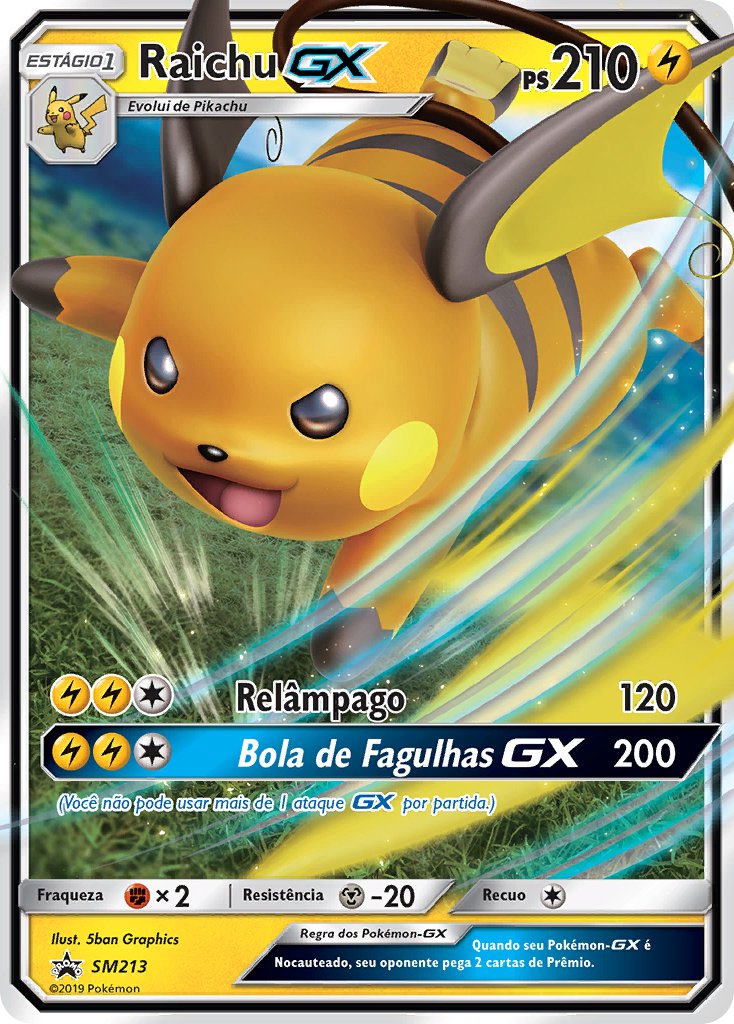 Raichu GX SM213 — Sun & Moon Promos (Portuguese Pokémon TCG card)