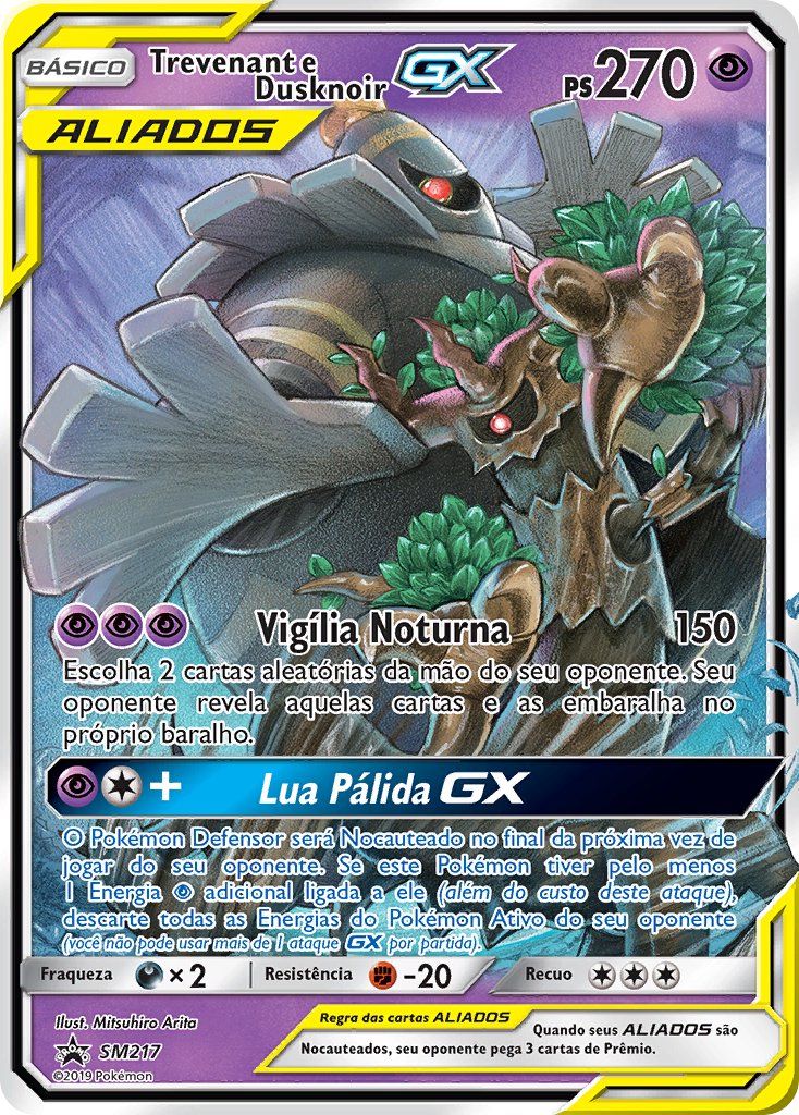 Trevenant e Dusknoir GX SM217 — Sun & Moon Promos (Portuguese Pokémon TCG card)