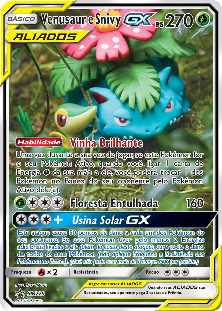 Venusaur e Snivy GX SM229 — Sun & Moon Promos (Portuguese Pokémon TCG card)