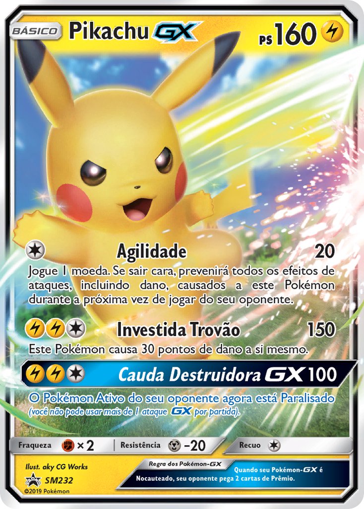 Pikachu GX SM232 — Sun & Moon Promos (Portuguese Pokémon TCG card)