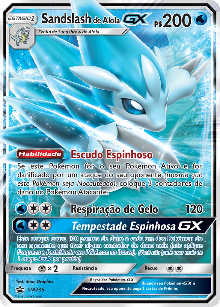 Sandslash de Alola GX SM236 — Sun & Moon Promos (Portuguese Pokémon TCG card)