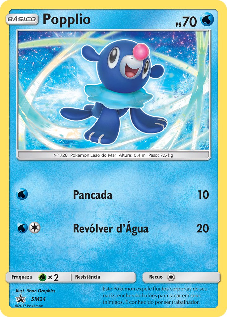 Popplio SM24 — Sun & Moon Promos (Portuguese Pokémon TCG card)