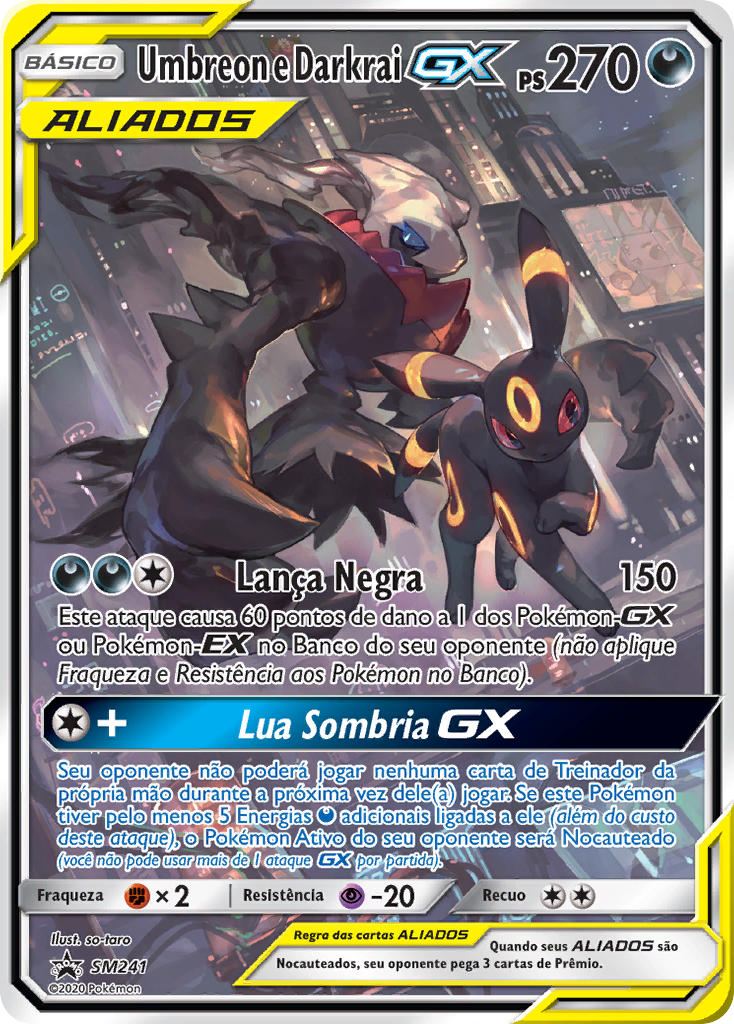 Umbreon e Darkrai GX SM241 — Sun & Moon Promos (Portuguese Pokémon TCG card)