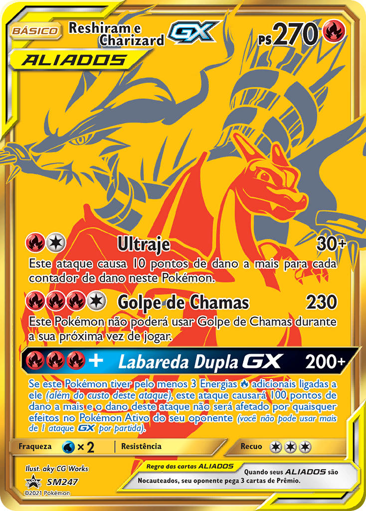 Reshiram e Charizard GX SM247 — Sun & Moon Promos (Portuguese Pokémon TCG card)