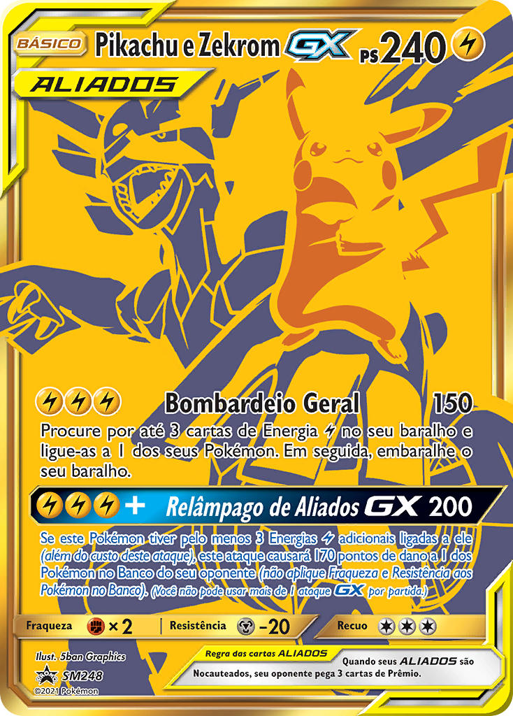 Pikachu e Zekrom GX SM248 — Sun & Moon Promos (Portuguese Pokémon TCG card)