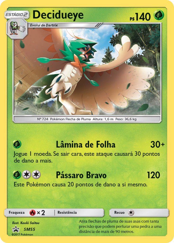 Decidueye SM55 — Sun & Moon Promos (Portuguese Pokémon TCG card)