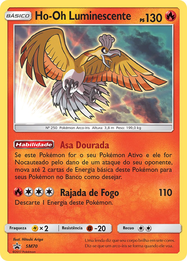 Ho-Oh Luminescente SM70 — Sun & Moon Promos (Portuguese Pokémon TCG card)