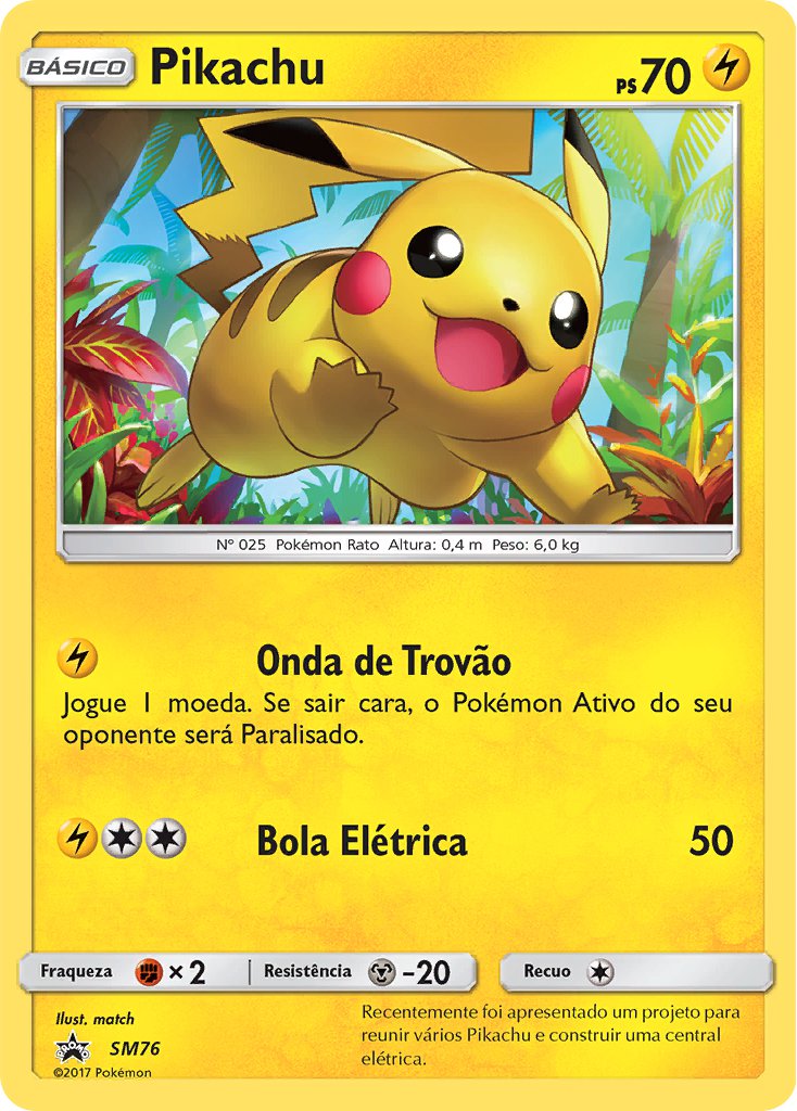 Pikachu SM76 — Sun & Moon Promos (Portuguese Pokémon TCG card)