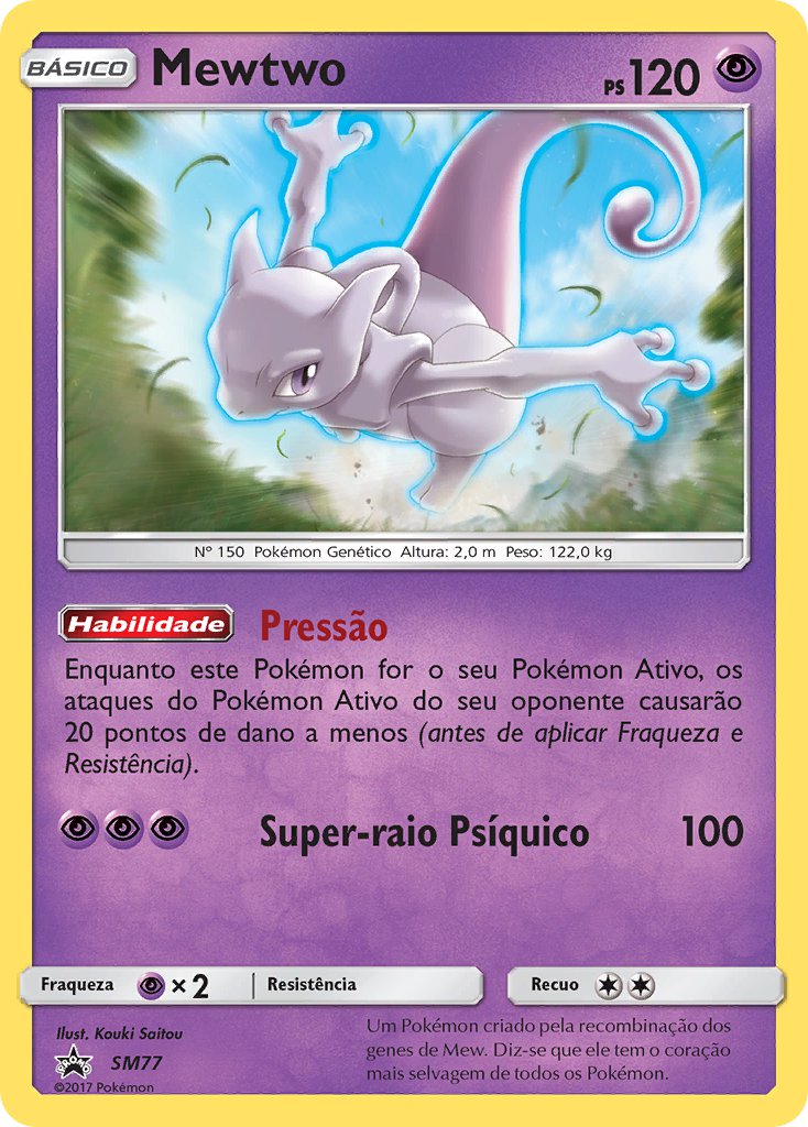 Mewtwo SM77 — Sun & Moon Promos (Portuguese Pokémon TCG card)