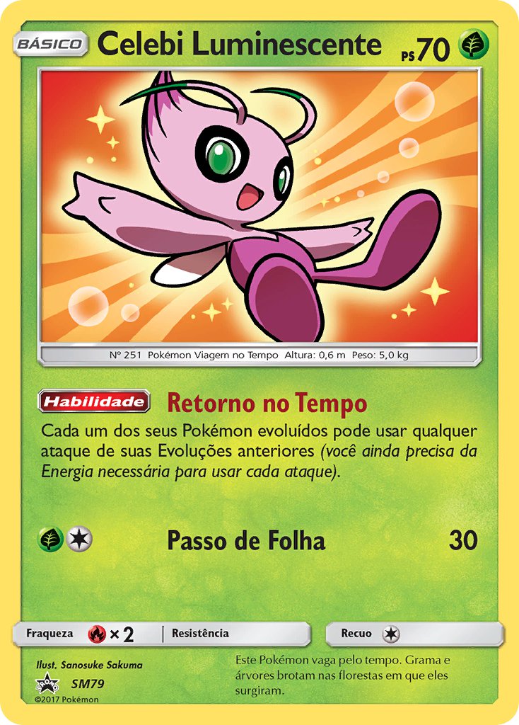 Celebi Luminescente SM79 — Sun & Moon Promos (Portuguese Pokémon TCG card)