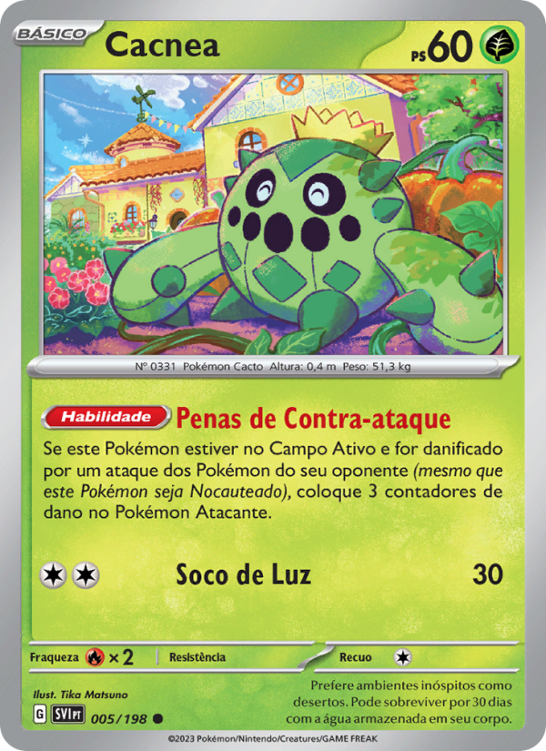 Cacnea 005 — Escarlate e Violeta (Portuguese Pokémon TCG card)