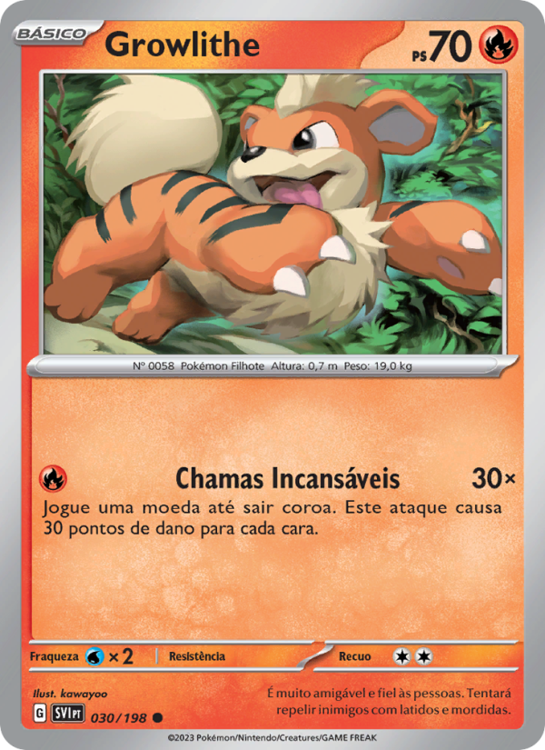Growlithe 030 — Escarlate e Violeta (Portuguese Pokémon TCG card)