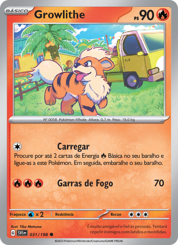 Growlithe 031 — Escarlate e Violeta (Portuguese Pokémon TCG card)