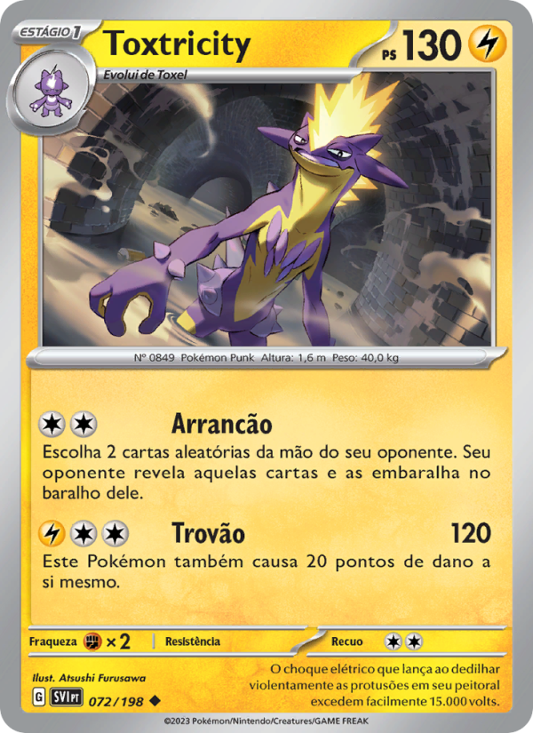 Toxtricity 072 — Escarlate e Violeta (Portuguese Pokémon TCG card)