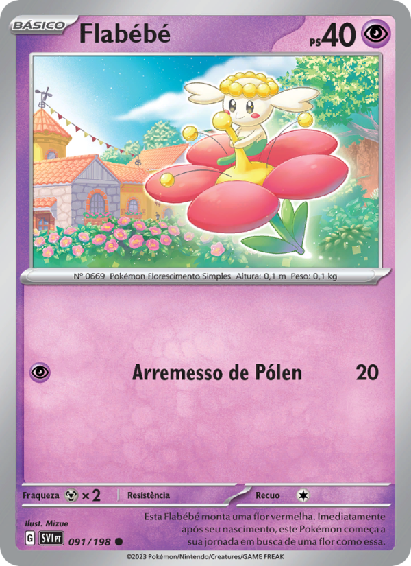 Flabébé 091 — Escarlate e Violeta (Portuguese Pokémon TCG card)