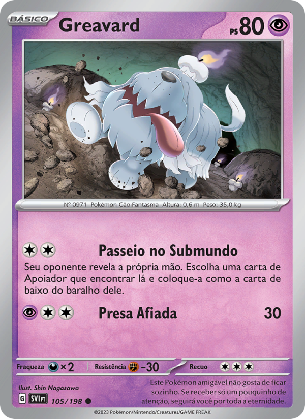 Greavard 105 — Escarlate e Violeta (Portuguese Pokémon TCG card)