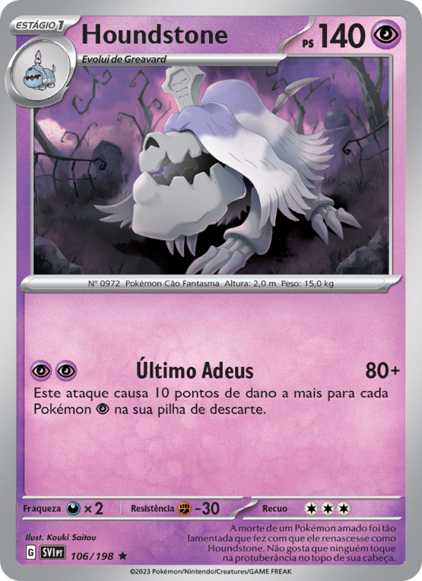 Houndstone 106 — Escarlate e Violeta (Portuguese Pokémon TCG card)