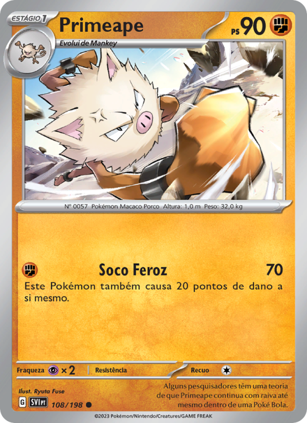 Primeape 108 — Escarlate e Violeta (Portuguese Pokémon TCG card)