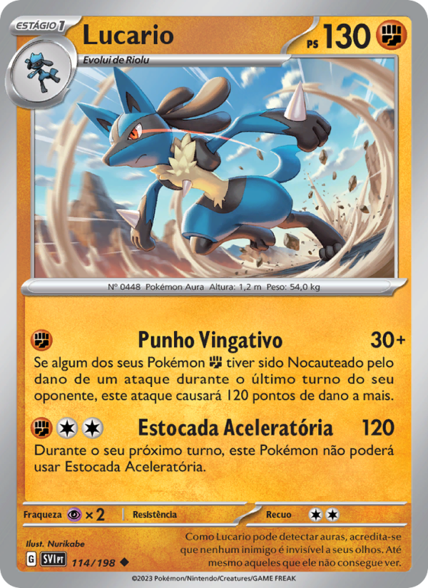 Lucario 114 — Escarlate e Violeta (Portuguese Pokémon TCG card)