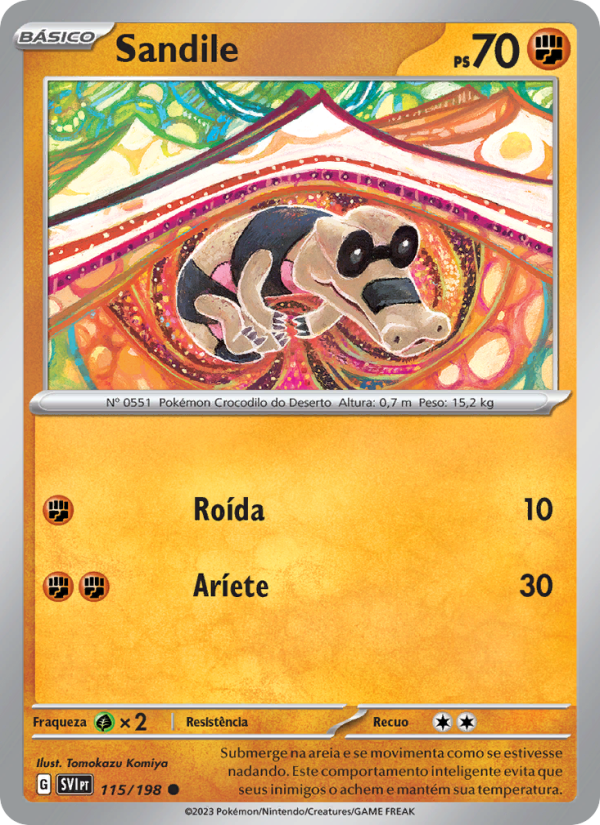 Sandile 115 — Escarlate e Violeta (Portuguese Pokémon TCG card)