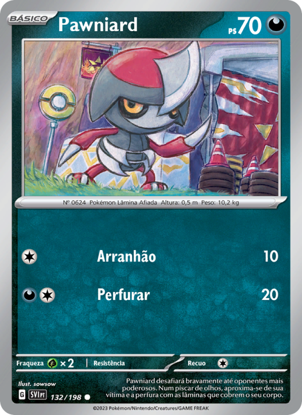 Pawniard 132 — Escarlate e Violeta (Portuguese Pokémon TCG card)