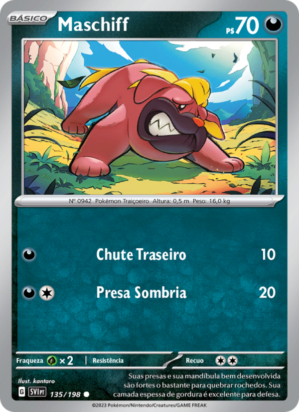 Maschiff 135 — Escarlate e Violeta (Portuguese Pokémon TCG card)
