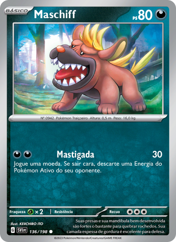 Maschiff 136 — Escarlate e Violeta (Portuguese Pokémon TCG card)