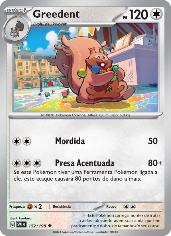 Greedent 152 — Escarlate e Violeta (Portuguese Pokémon TCG card)