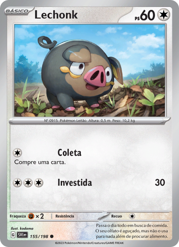 Lechonk 155 — Escarlate e Violeta (Portuguese Pokémon TCG card)