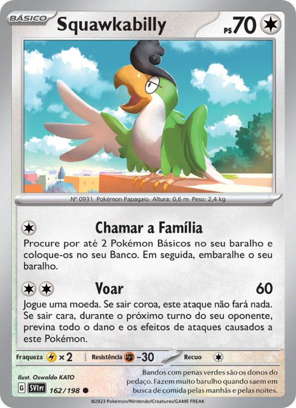 Squawkabilly 162 — Escarlate e Violeta (Portuguese Pokémon TCG card)