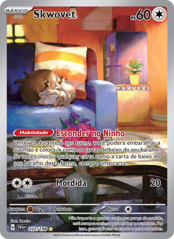 Skwovet 222 — Escarlate e Violeta (Portuguese Pokémon TCG card)