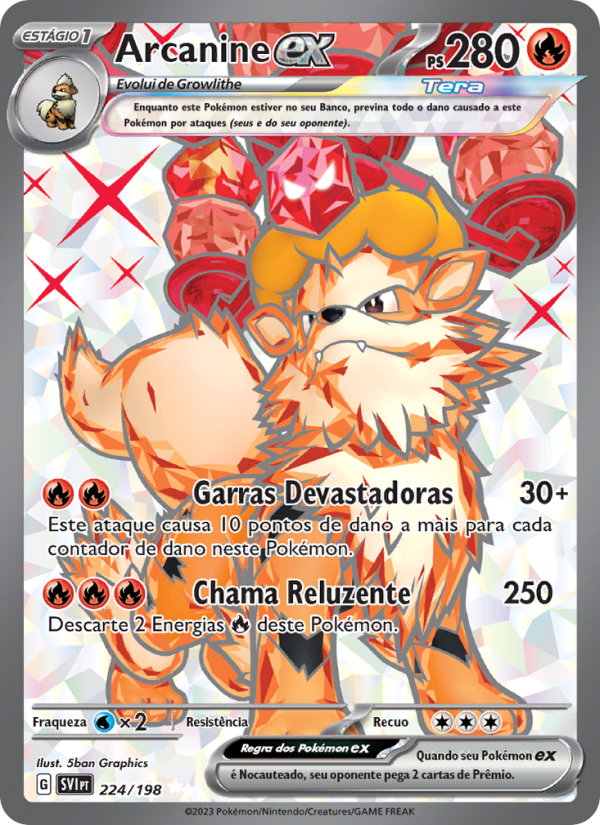 Arcanine ex 224 — Escarlate e Violeta (Portuguese Pokémon TCG card)